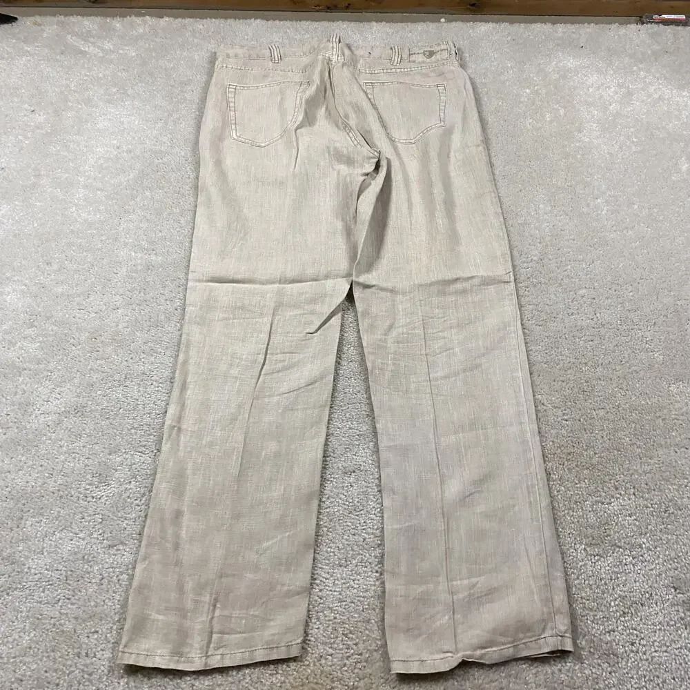 Black Brown 1826 Linen Pants Mens 34x30 Tan Classic Fit 5 Pocket Summer Preppy